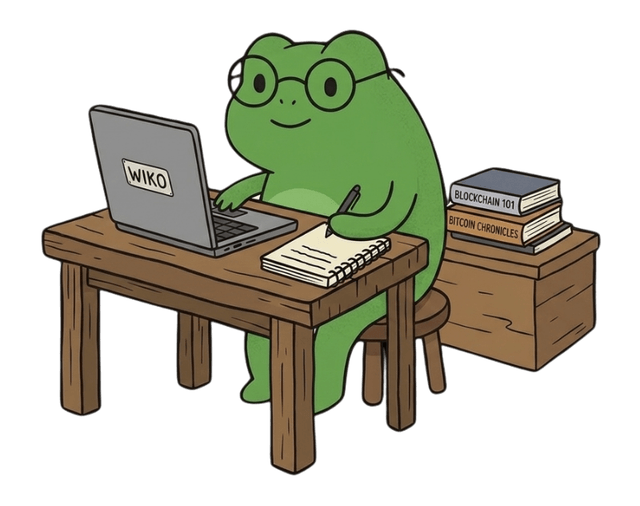 Wiko the frog at his research desk